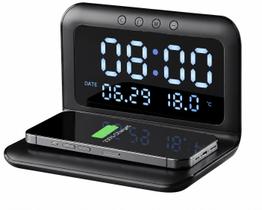 Relógio Despertador Digital em Led com Carregador Sem Fio Indução visor em Led Base Wireless Mesa Cabeceira Escritório Bivolt Relógio Despertador Digital em Led com Carregador Sem Fio Indução visor em Led Base Wireless Mesa Cabeceira Escritório Bivolt
