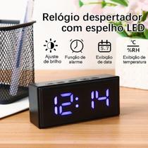 Relógio Despertador Digital Espelhado LED - Tudo em Caixa