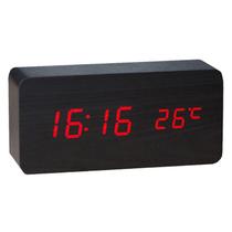 Relógio Despertador Digital LED Data e Temperatura, Preto