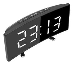 Relógio Despertador Digital Led Espelho Curvo