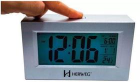 Relogio Despertador Digital Luz Temperatura Herweg 2972 070 Prata