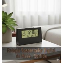 Relógio Despertador Digital Mesa Alarmes Display LED Acorda AparelhoEletrônico Preto Relógio Despertador Digital Mesa Alarmes Display LED Acorda AparelhoEletrônico Preto