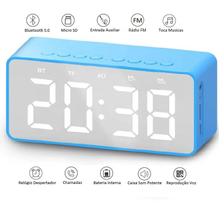 Relogio Despertador FM Bluetooth Caixa De Som Atende Chamadas Azul KLX Qualidade e Inovação