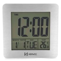 Relógio Despertador HERWEG digital branco quadrado 2985-021