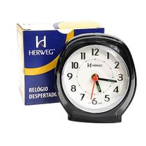 Relógio Despertador Herweg Quartz Analógico Preto 2634 - 034