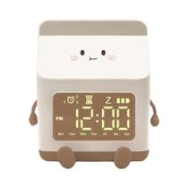 Relógio Despertador LED Multifuncional Com Display Em Forma De Caixa De Leite, Controle De Voz Para
