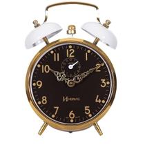 Relógio Despertador Mecânico Herweg Branco e Dourado 2234 021