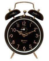 Relógio Despertador Mecânico Preto/Dourado Herweg 2385 Retrô