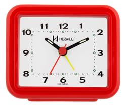 Relógio Despertador Pilha Vermelho Forte Herweg 2612