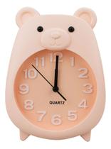 Relógio Despertador Quarto Infantil Menina Urso Rosa Salmão - 18cm Relógio Despertador Quarto Infantil Menina Urso Rosa Salmão - 18cm