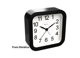 Relógio Despertador Quartz Preto Herweg Silencioso Luz 2644