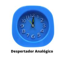 Relógio Despertador Retrô de Cabeceira Alarme Analogico Colorido Infantil Pilha Azul