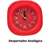 Relógio Despertador Retrô de Cabeceira Alarme Analogico Colorido Infantil Pilha Vermelho - RELOGIO DESPERTADOR ANALOGICO ALARME PILHA