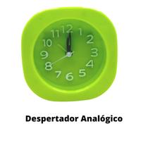 Relógio Despertador Retrô de Cabeceira Com Alarme Analogico Colorido Infantil Pilha Verde