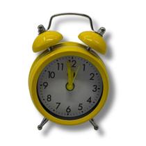 Relógio Despertador Retro Elegante de Mesa Amarelo