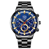 Relógio Deyros Masculino Preto Aço Inox Quartz Pulseira