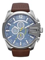 Relogio Diesel Dz4281 Prata E Azul Aço Couro