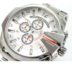 Relogio Diesel Dz4328 Mega Chief Prata Com Fundo Branco Aço Inox Relogio Diesel Dz4328 Mega Chief Prata Com Fundo Branco Aço Inox