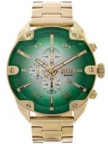 Relógio Diesel Masculino Spiked DZ4685 Dourado e Verde