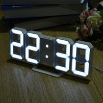 Relógio Digital 3d Led Snooze 12/24 Horas Parede Mesa Despertador - GRUPO SHOPMIX