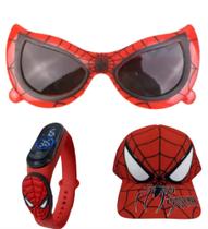 Relogio digital a prova d agua , bone e oculos modelo novo Homem Aranha , lançamento para deu filho