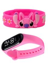 Relogio digital a prova d agua e pulseira infantil feminina do Stich , sua filha merece , novidade.