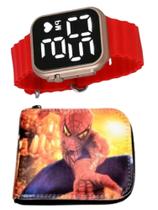 Relogio digital a prova d agua estilo smart e carteira para mesada infantil masculino Homem Aranha