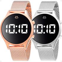 Relogio Digital Aço Feminino + Relogio Silicone Prata Led rose qualidade premium casual inoxidavel social presente Relogio Digital Aço Feminino + Relogio Silicone Prata Led rose qualidade premium casual inoxidavel social presente