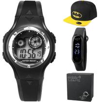 relogio digital batman criança preto infantil + bone pulseira ajustavel menino presente silicone qualidade premium relogio digital batman criança preto infantil + bone pulseira ajustavel menino presente silicone qualidade premium
