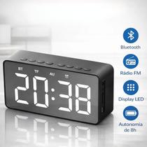 Relógio Digital Caixa de Som Bluetooth Despertador LED Mesa Quarto Presente Relógio Digital Caixa de Som Bluetooth Despertador LED Mesa Quarto Presente