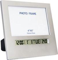 Relogio digital com alarme e porta retrato com funcao alarme e soneca incoterm.