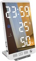 Relógio Digital com Espelho Data Temperatura Umidade Bateria