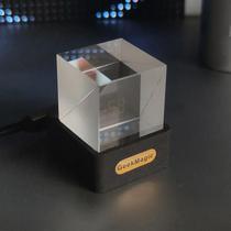 Relógio Digital Cubo De Cristal Holográfico Com Display De Fotos E Animações GIF Estação