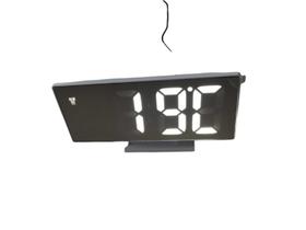Relógio digital de led mesa espelhado calendário temperatura desperdator usb -traseira branca