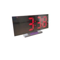 Relógio digital de led mesa espelhado calendário temperatura desperdator usb -traseira branca - XT