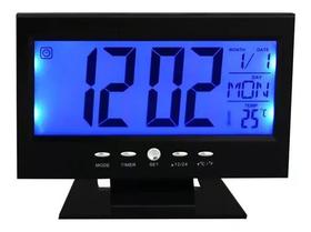 Relógio Digital De Mesa Despertador Temperatura Calendário Led Azul