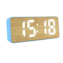 Relógio Digital de Mesa Elegante Alarme Imita Madeira