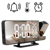 Relógio Digital De Mesa Led Com Projetor No Teto E Alarme Temperatura Data Hora