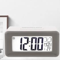 Relógio Digital De Mesa Led Sensor De Toque Alarme Branco