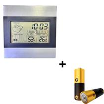 Relógio Digital de Mesa Multifuncional Indica Calendário, Temperatura, Humidade, Clima, Alarme e Luz de Fundo Com 2 Baterías