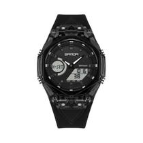 Relógio Digital De Moda Masculina SANDA 6283 Com Duplo Display, Luminoso, Alarme E Resistente a