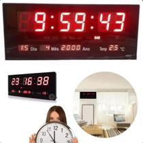 Relógio Digital de Parede LED com Função de Temperatura e Hora Precisos