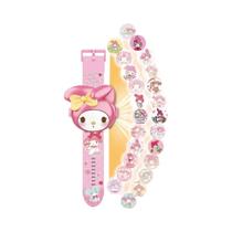 Relógio Digital De Projeção 3D Fofo Para Meninas E Crianças Com Personagens De Anime Hello Kitty,