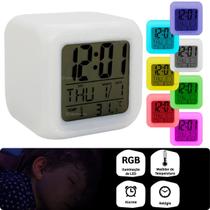 Relógio Digital Despertador De Mesa Compacto Data Led RGB - MoodieCare