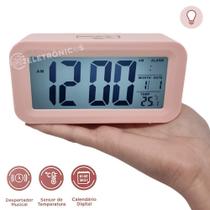 Relógio Digital Despertador Para Quarto Com Calendário Rosa