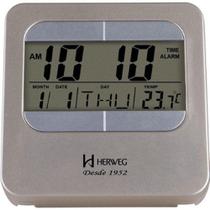 Relógio digital despetador moderno alarme musical termômetro duas escalas herweg dourado