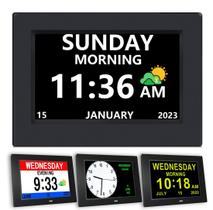 Relógio digital DST com data e dia da semana para idosos