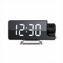 Relógio Digital Espelhado com Projetor de Horas Temperatura e Umidade Relógio Digital Espelhado com Projetor de Horas Temperatura e Umidade