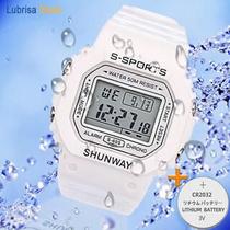 Relógio Digital Esportivo Shunway S-605 Branco À Prova d'Á Relógio Digital Esportivo Shunway S-605 Branco À Prova d'Á