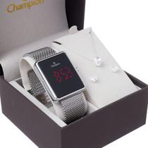 Relógio Digital Feminino Champion CH40080T Quadrado Prata